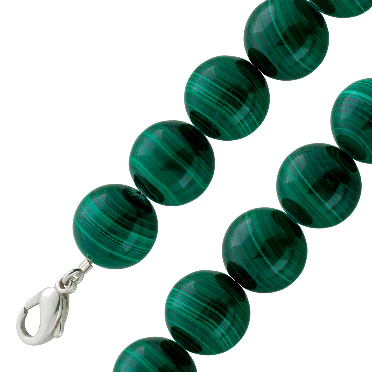 Malachit Edelsteinkette Silber 925 Karabiner moos grün 43cm 42