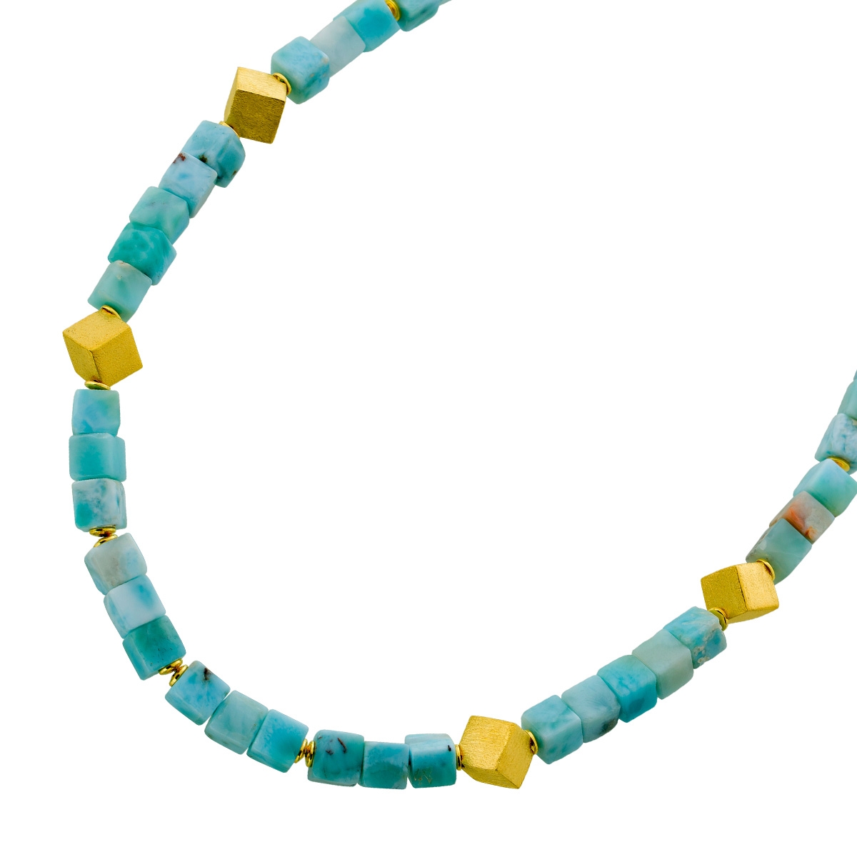 Larimar Collier Silver Gold-Plated Sky-Blue Natural Gemstone 137ct 45