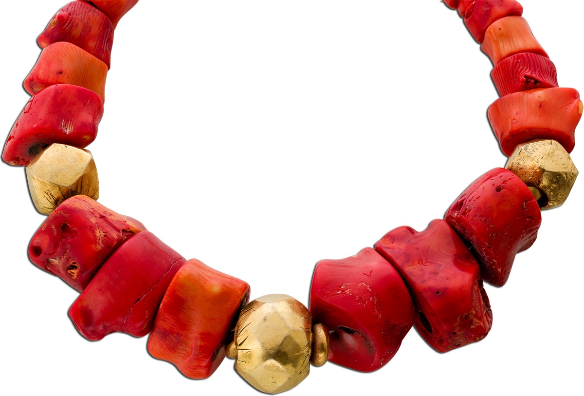 Korallkette sardische ochsenblutrote Korallen Antikschmuck 48