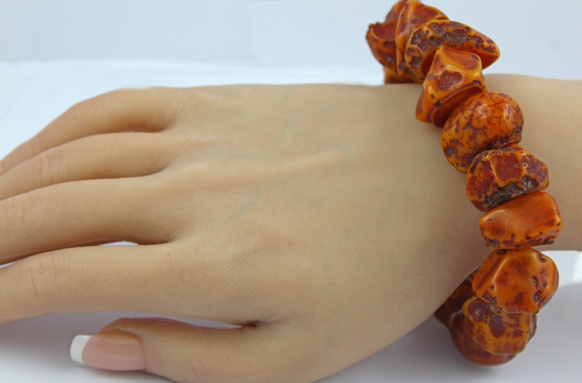 Amber Bracelet Butterscotch Natural Gemstones Flexible 20