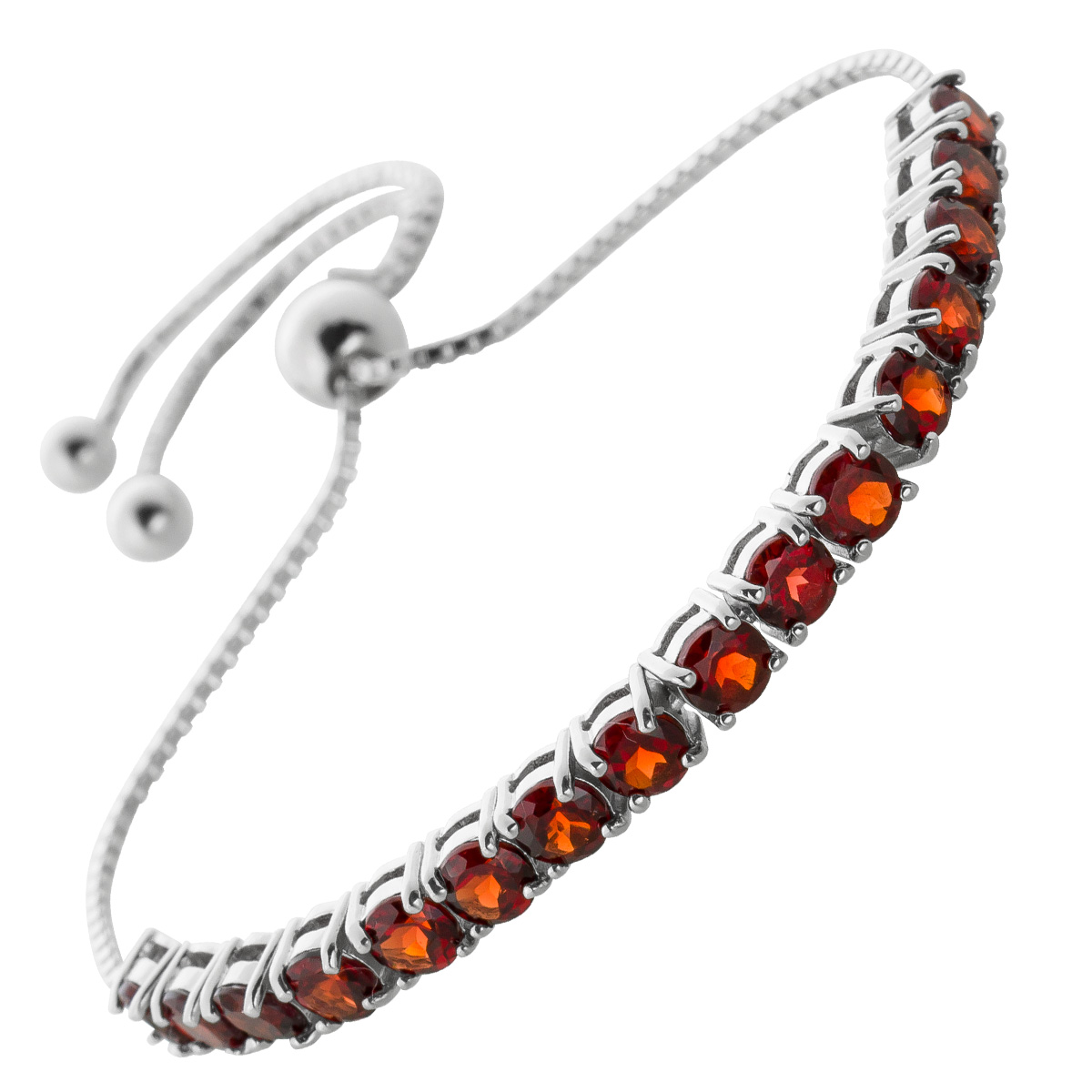 Bolo Armabnd Silber 925 16 rote Granat Edelsteine 25 Bolo Armabnd Silber 925 16 rote Granat Edelsteine 25