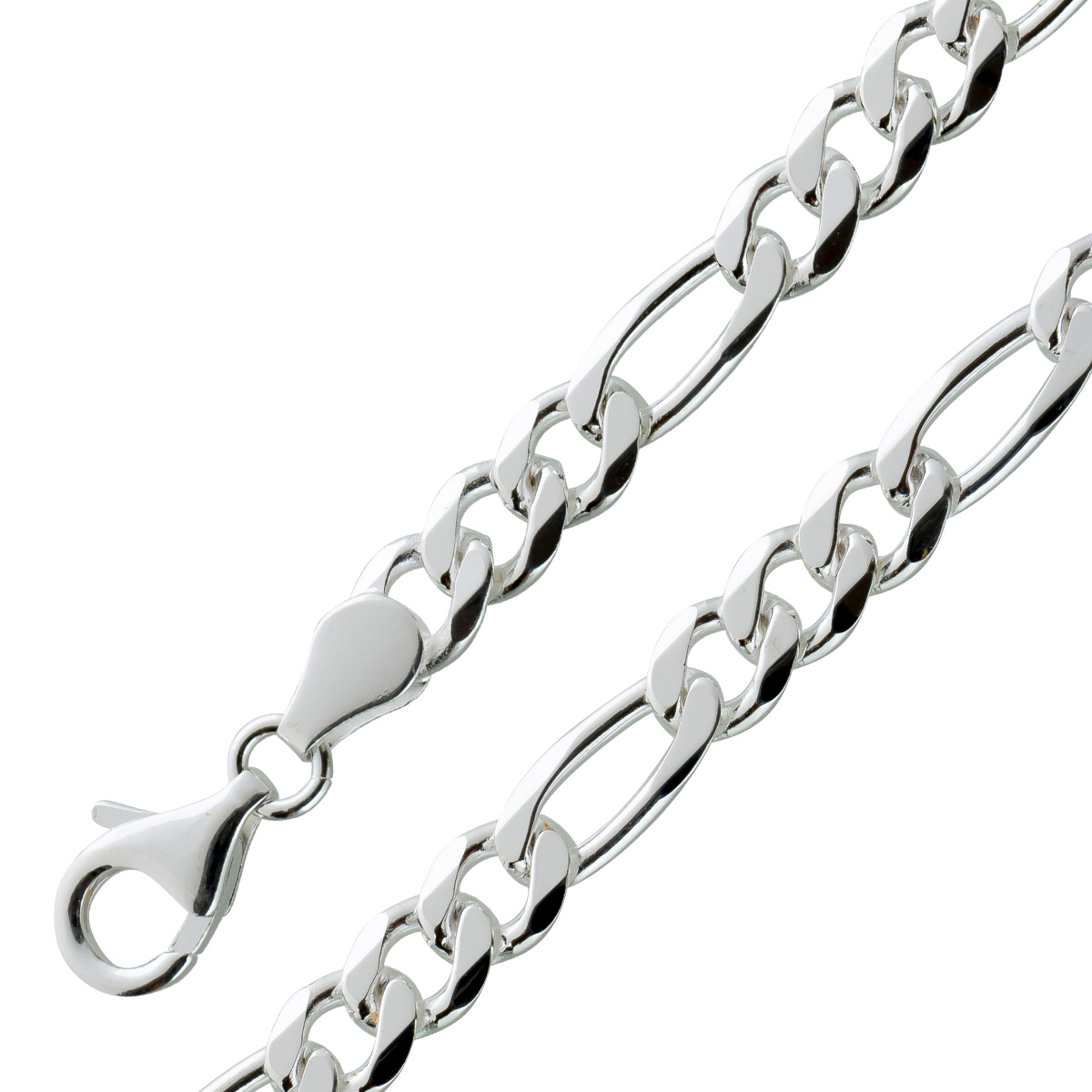 Figaro Armband 6,0mm Silber 925 diamantiert 21 Figaro Armband 6,0mm Silber 925 diamantiert 21