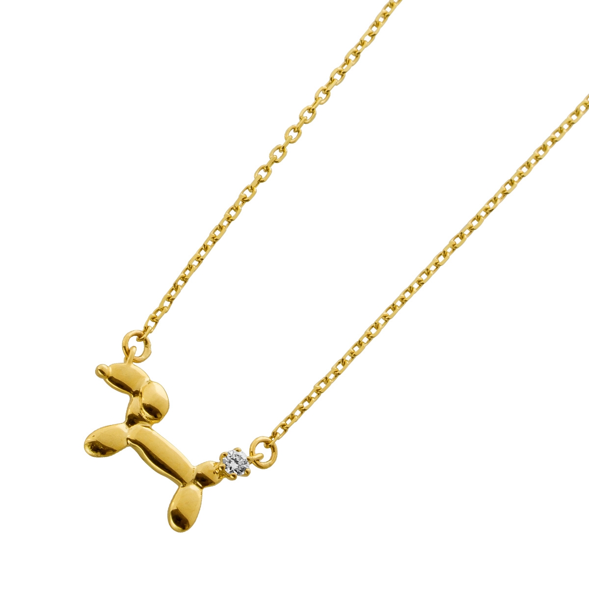 Dog collier chain Gold 375 9K natural diamond 0.015ct 45