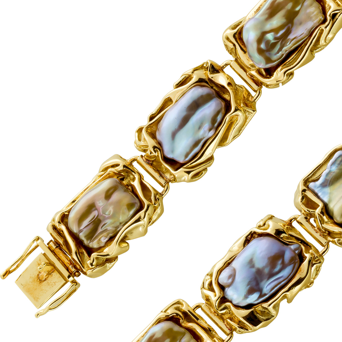 Perlen Armband 18.5cm Gold 585 14 Karat Biwa Perlen 19