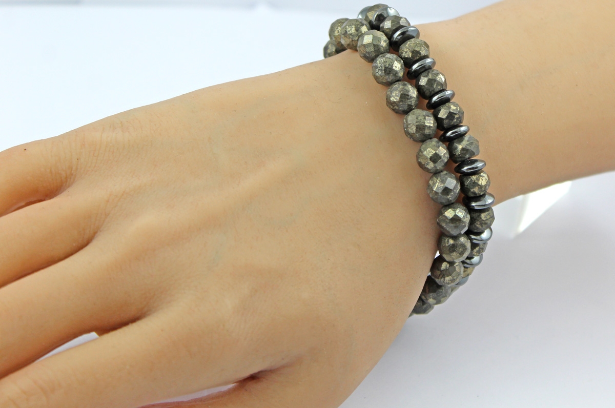 Pyrite Bracelet Set Hematite Natural Gemstones