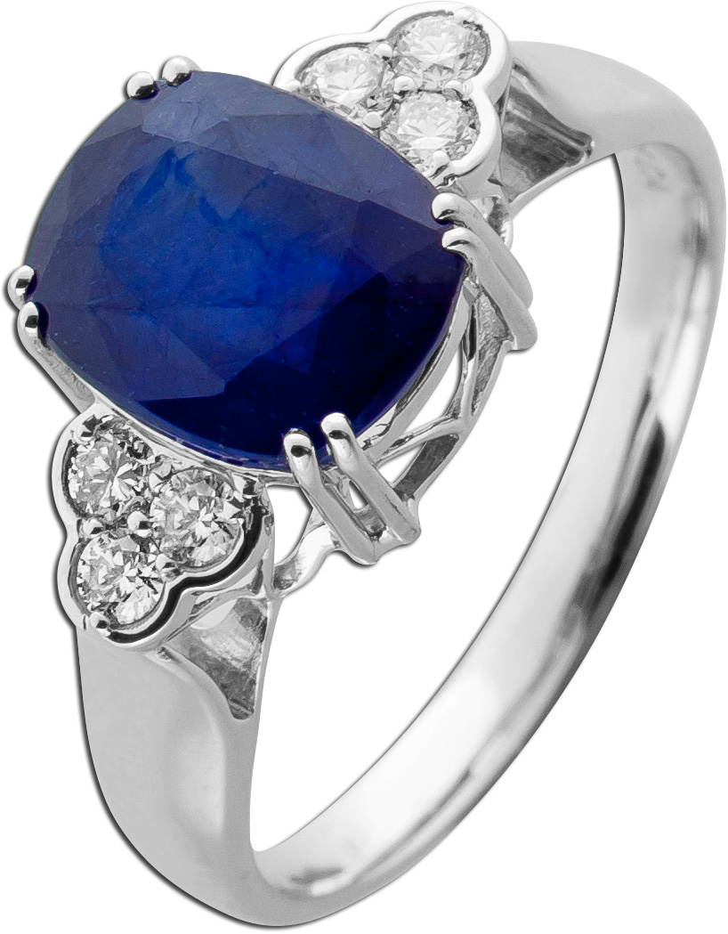 Sapphire Ring White Gold 585 14K Blue Gemstone Lab Grown Diamonds 19