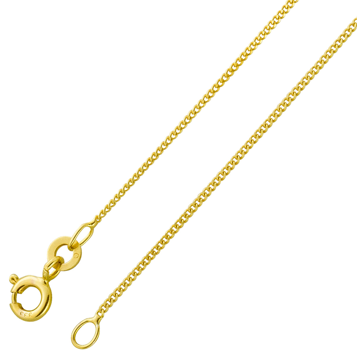 Panzerkette 1mm Gelbgold 333 8 Karat massiv poliert Cuban Link 40