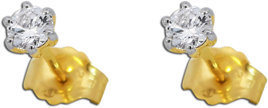 Solitär Ohrstecker 0.26ct F VSI Gelbgold 585 14K Lab Grown Diamanten