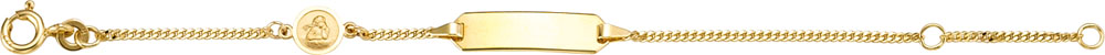 Gravur Kinder ID-Armband Gold 333 8K Flachpanzerarmband Engel 14cm 14