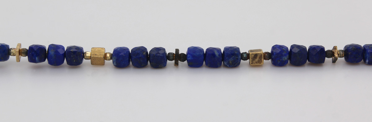 Lapis Lazuli Neck Ring Yellow Gold Plated Deep Blue Natural Gemstones 16.16ct 45