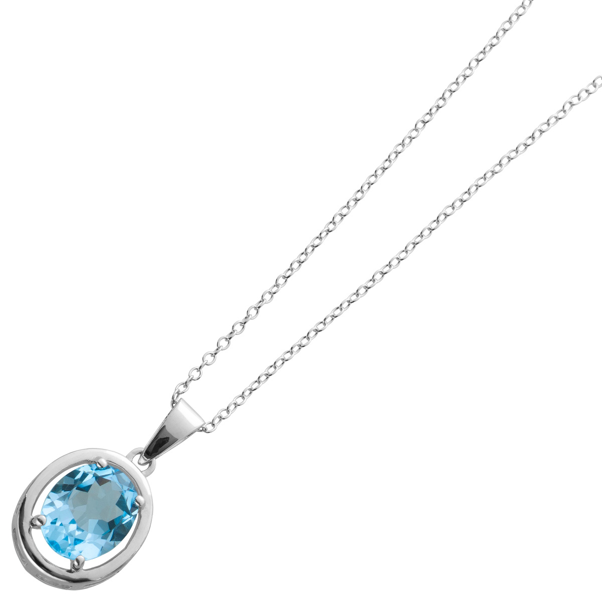 Blue Topaz Collier Silver 925 Blue Natural Gemstone 42