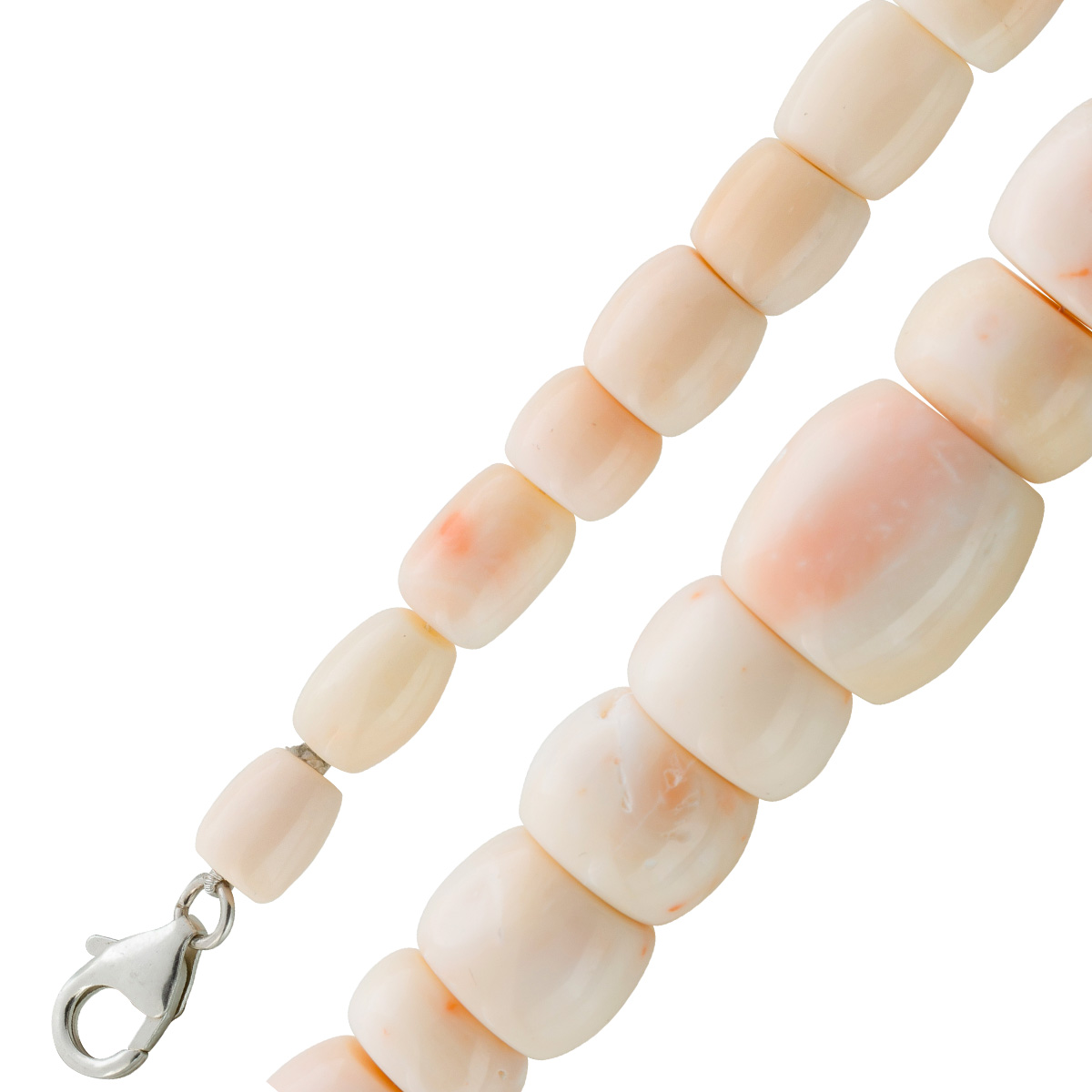Korallen Kette rosa-weiße Angel Skin Korallenkugeln 7,5-21mm 62 Korallen Kette rosa-weiße Angel Skin Korallenkugeln 7,5-21mm 62
