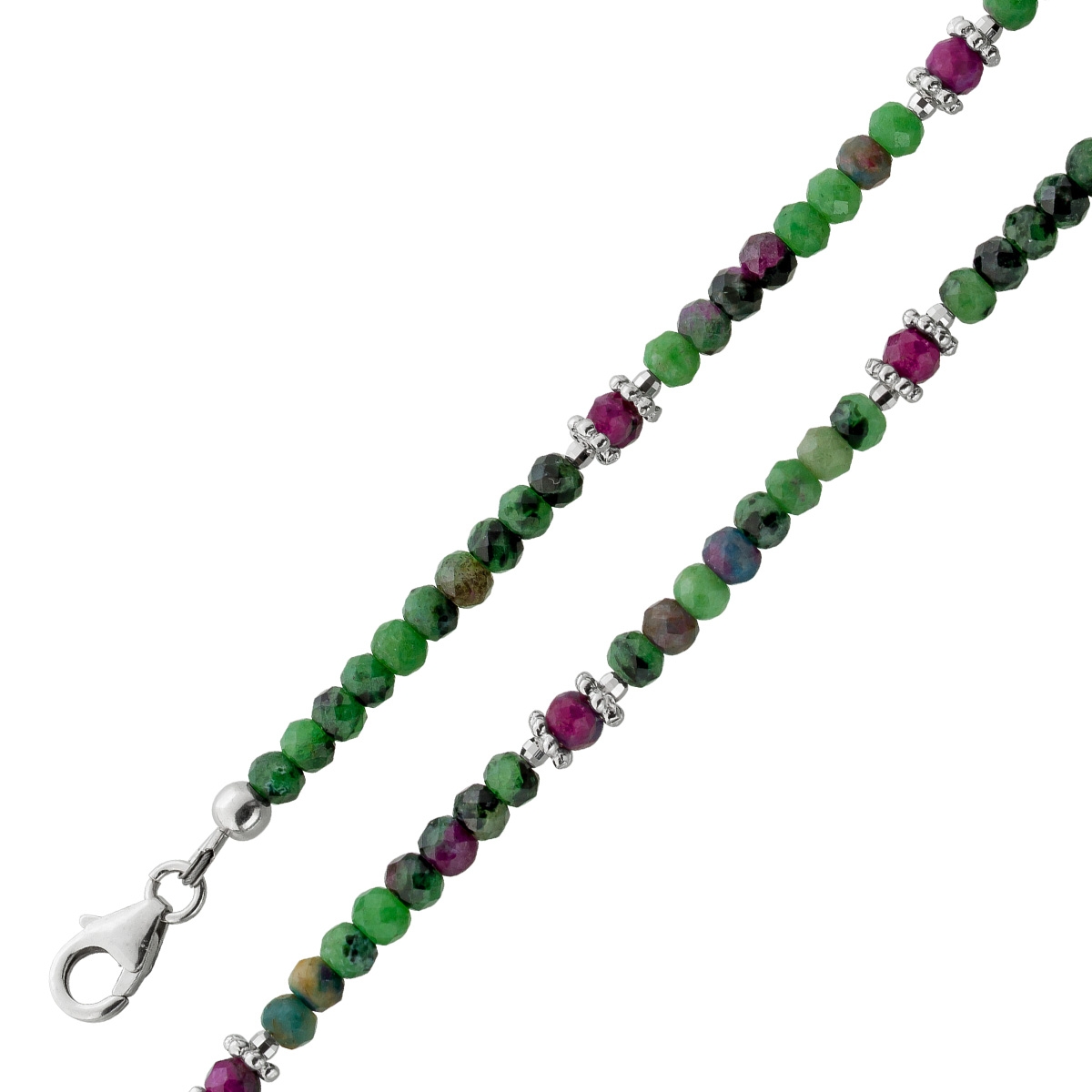 Ruby Necklace green red pink natural gemstones 48