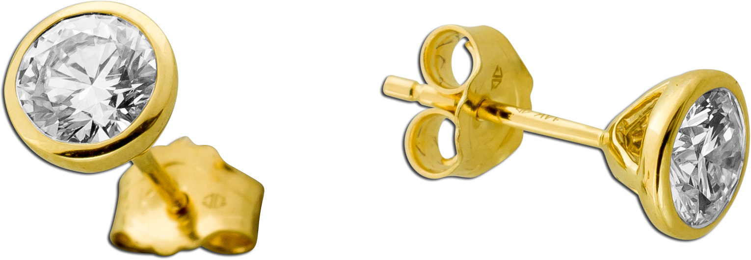 Brillant Ohrstecker 1ct Gold 585 14K Lab Grown Diamanten F VS