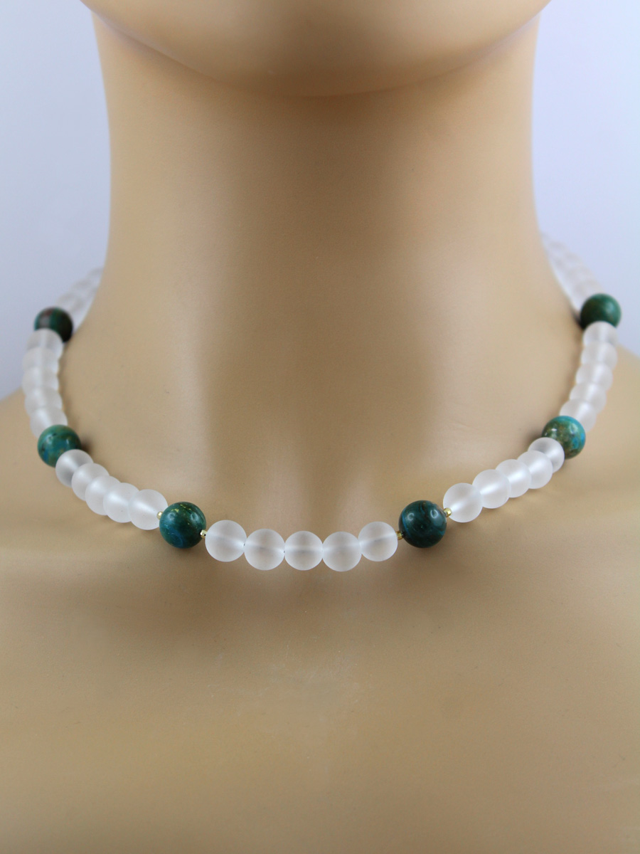 Andean Opal Rock Crystal Chain Gold-Plated Natural Gemstones 46