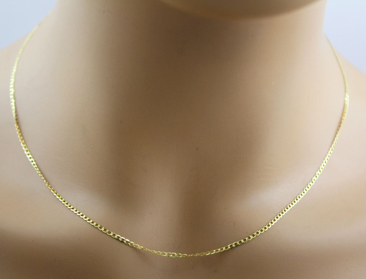 Curb Chain 1.6mm Yellow Gold 333 8 Karat Solid Cuban Link Chain 45