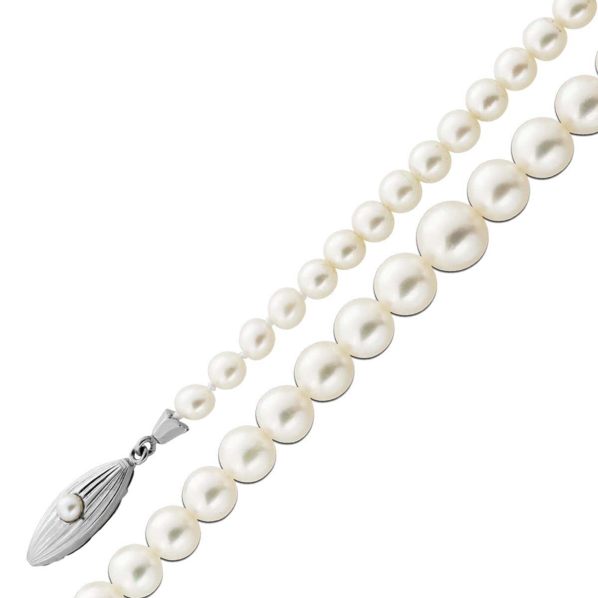 Perlenkette 44cm japanische Akoyaperlen 7.4-4.5mm Gelbgold 585 14K 44