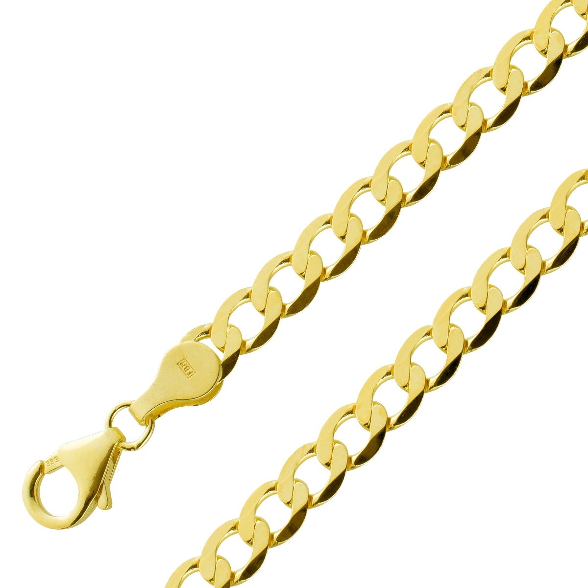 Panzerkette 5,0mm Gelbgold 585 14 Karat massiv Cuban Link Chain 50