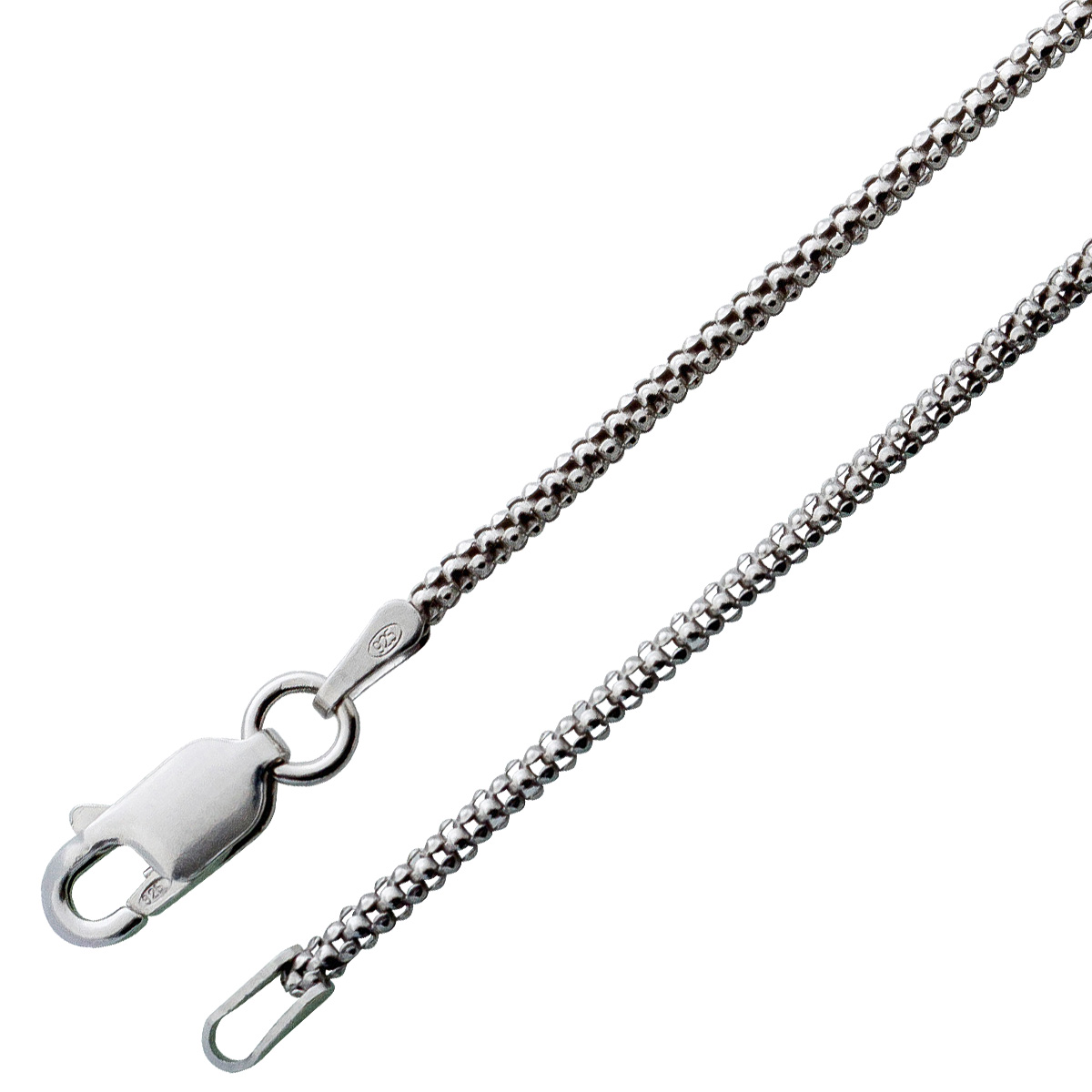 Popkornkette 1,5mm Silber 925 rhodiniert 47