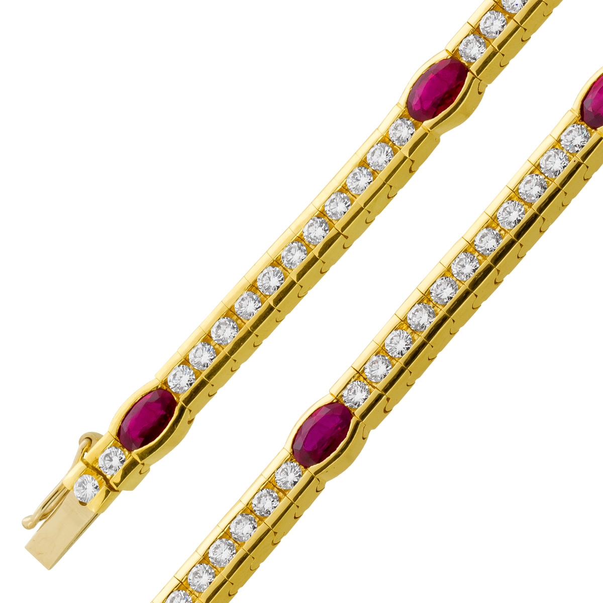 Armband Gelbold 750 64 Brillanten 1.87ct TW LP 6 rote Rubine 1.99ct 19 Armband Gelbold 750 64 Brillanten 1.87ct TW LP 6 rote Rubine 1.99ct 19