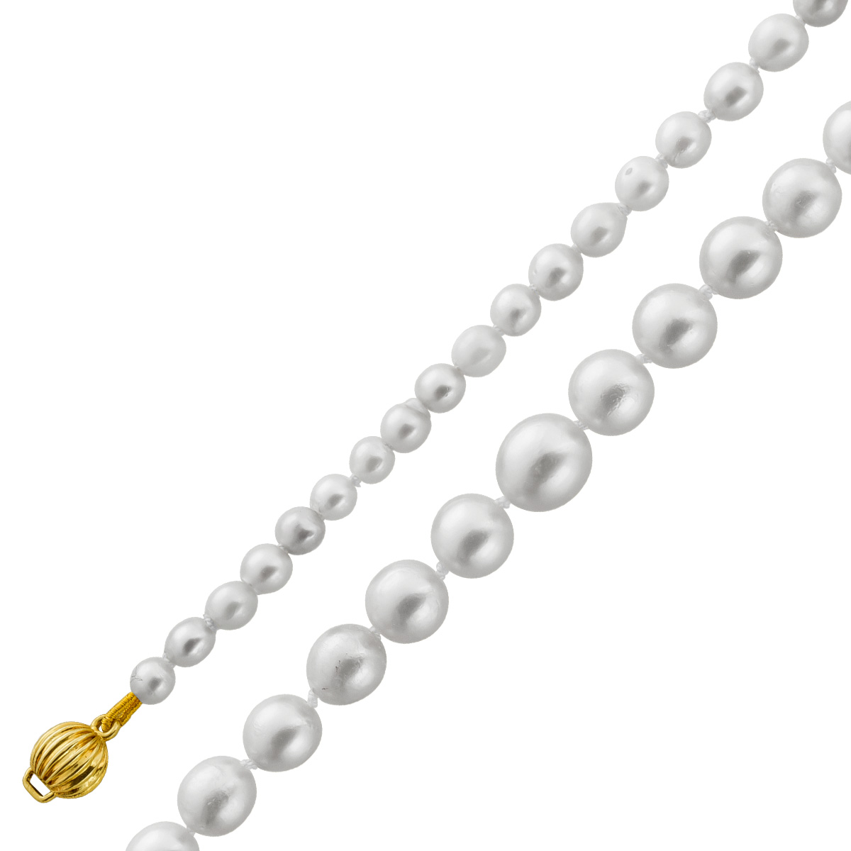 Perlenkette 46cm Akoyaperlen 7.1-3.5mm Antikschmuck 46