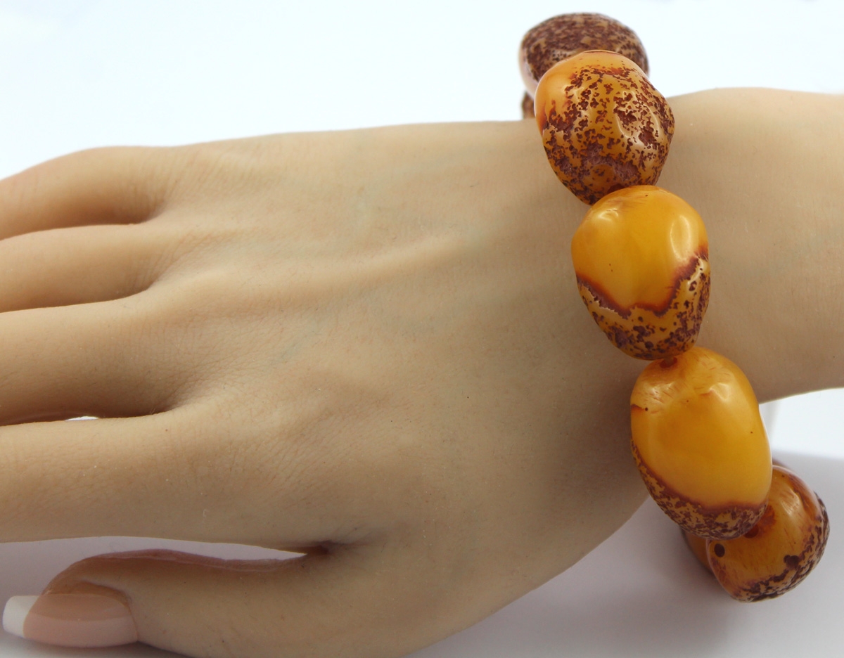 Amber Bracelet Butterscotch Natural Gemstones Flexible 21