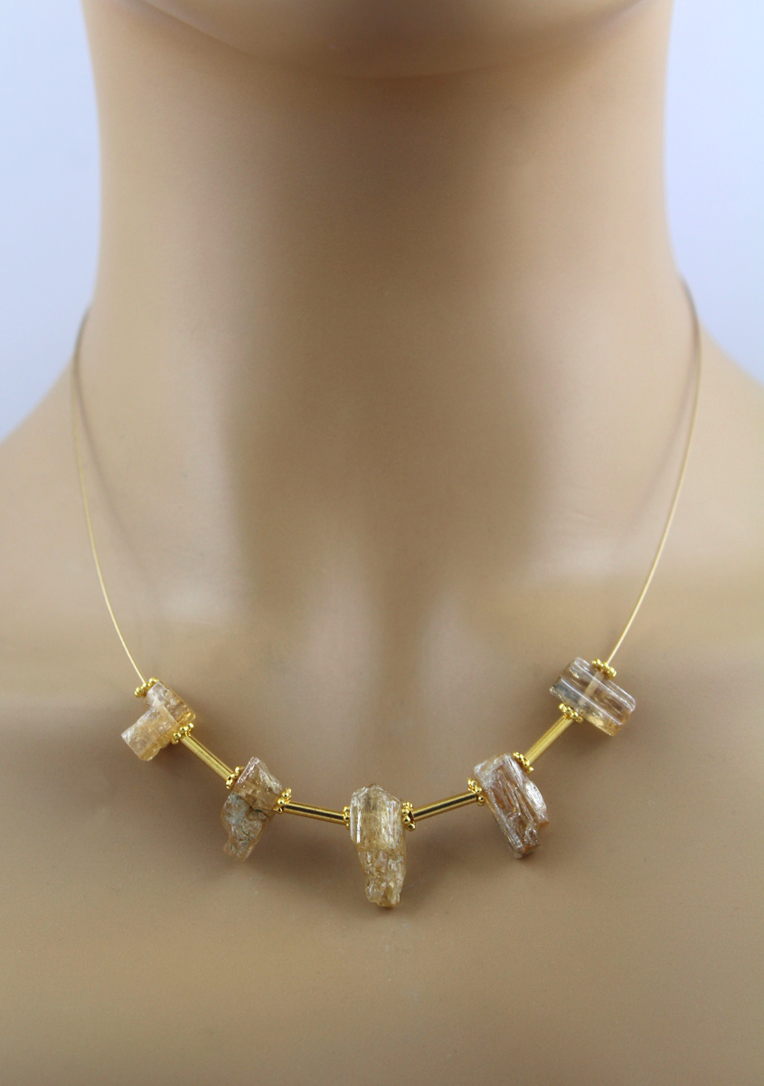 Imperial Topaz Neck Ring Yellow Gold Plated Yellow Natural Gemstones 40ct 45