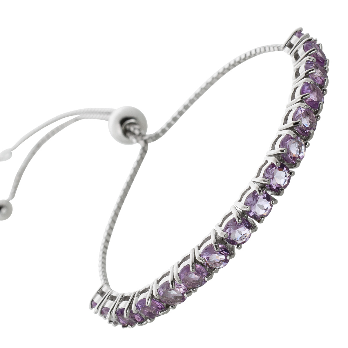 Amethyst Bolo Armband Silber 925 lila Edelsteine 25