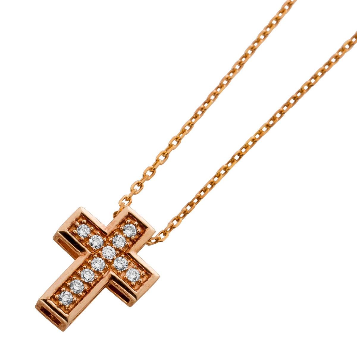 Ankerkette Kreuzanhänger Rosegold 375 11 Diamanten 0.11ct 42 Ankerkette Kreuzanhänger Rosegold 375 11 Diamanten 0.11ct 42