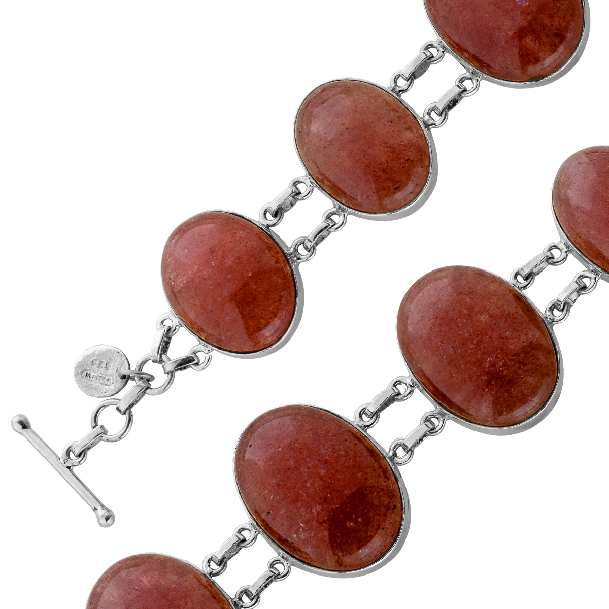 Erdbeerquarz Armband Silber 925 pinke Edelsteine 75ct 23