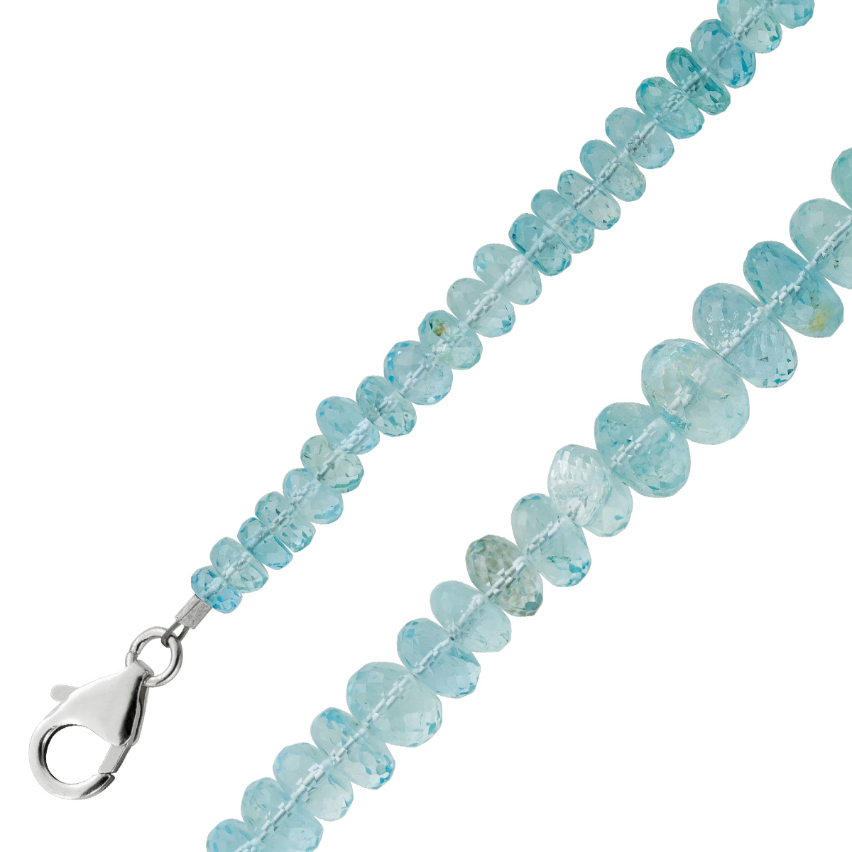 Aquamarinkette blaue Aquamarin Edelsteine 5-10mm Silber 925 64 Aquamarinkette blaue Aquamarin Edelsteine 5-10mm Silber 925 64