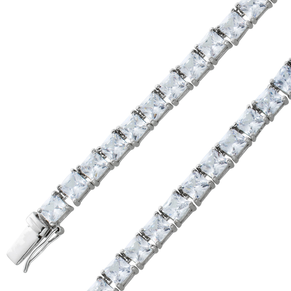 Collier Silber 925 weiße Zirkonia Princess Cut 43 Collier Silber 925 weiße Zirkonia Princess Cut 43