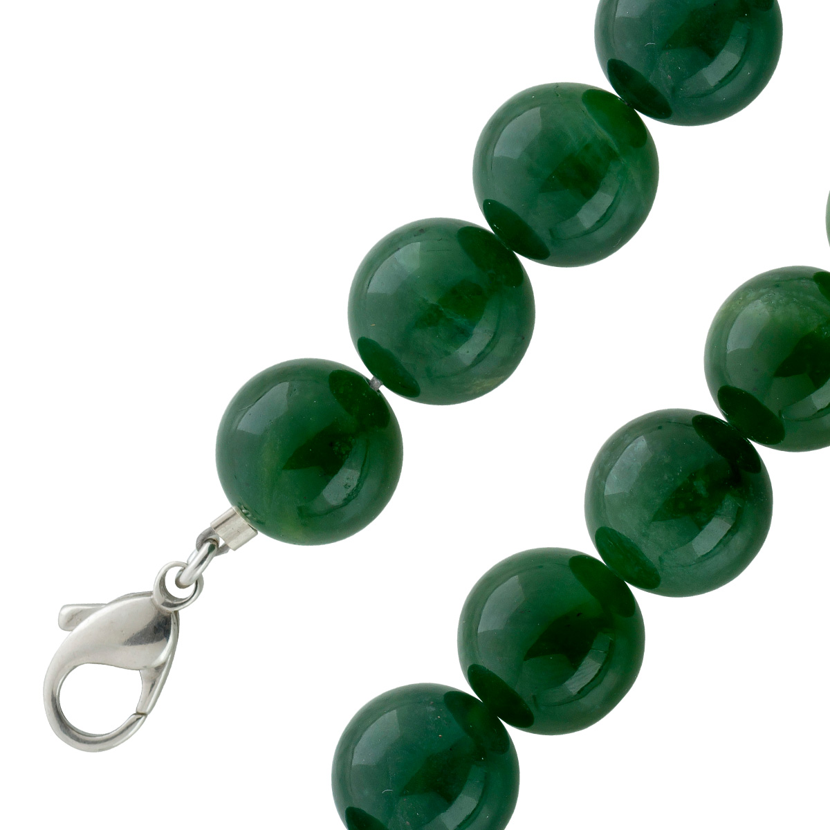Jadekette Silber 925 Karabiner moosgrüner Jade Edelstein 14,1mm 44 Jadekette Silber 925 Karabiner moosgrüner Jade Edelstein 14,1mm 44
