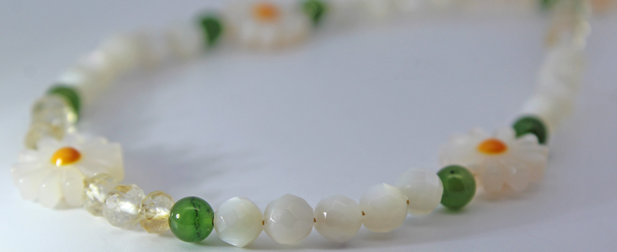 Mother-of-pearl Necklace silver gold-plated rock crystal jade natural gemstones 50