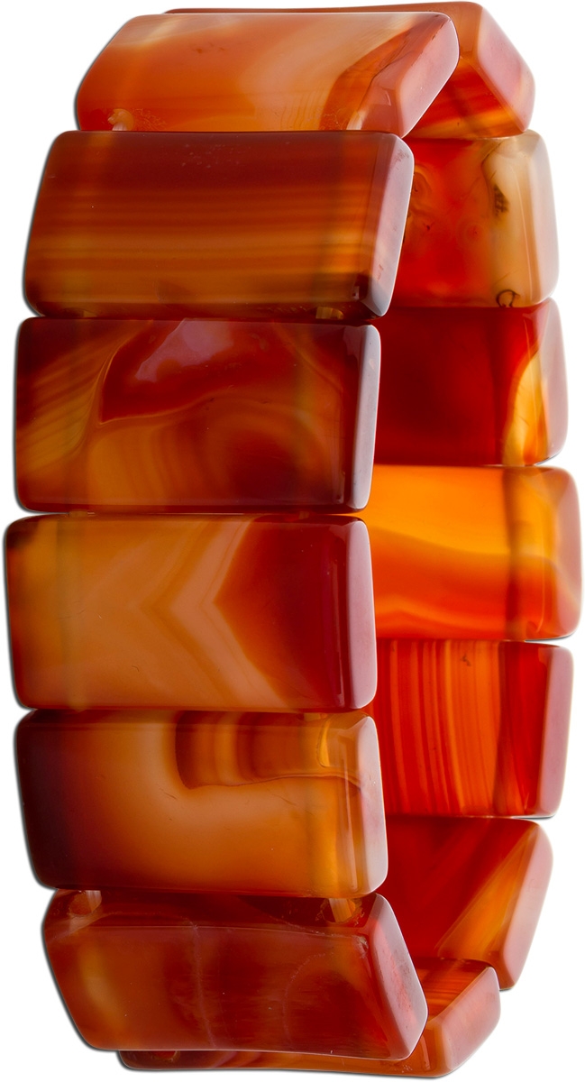 Agate Bracelet beige rust brown red Natural Gemstones flexible 21