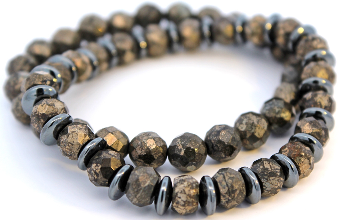 Pyrite Bracelet Set Hematite Natural Gemstones