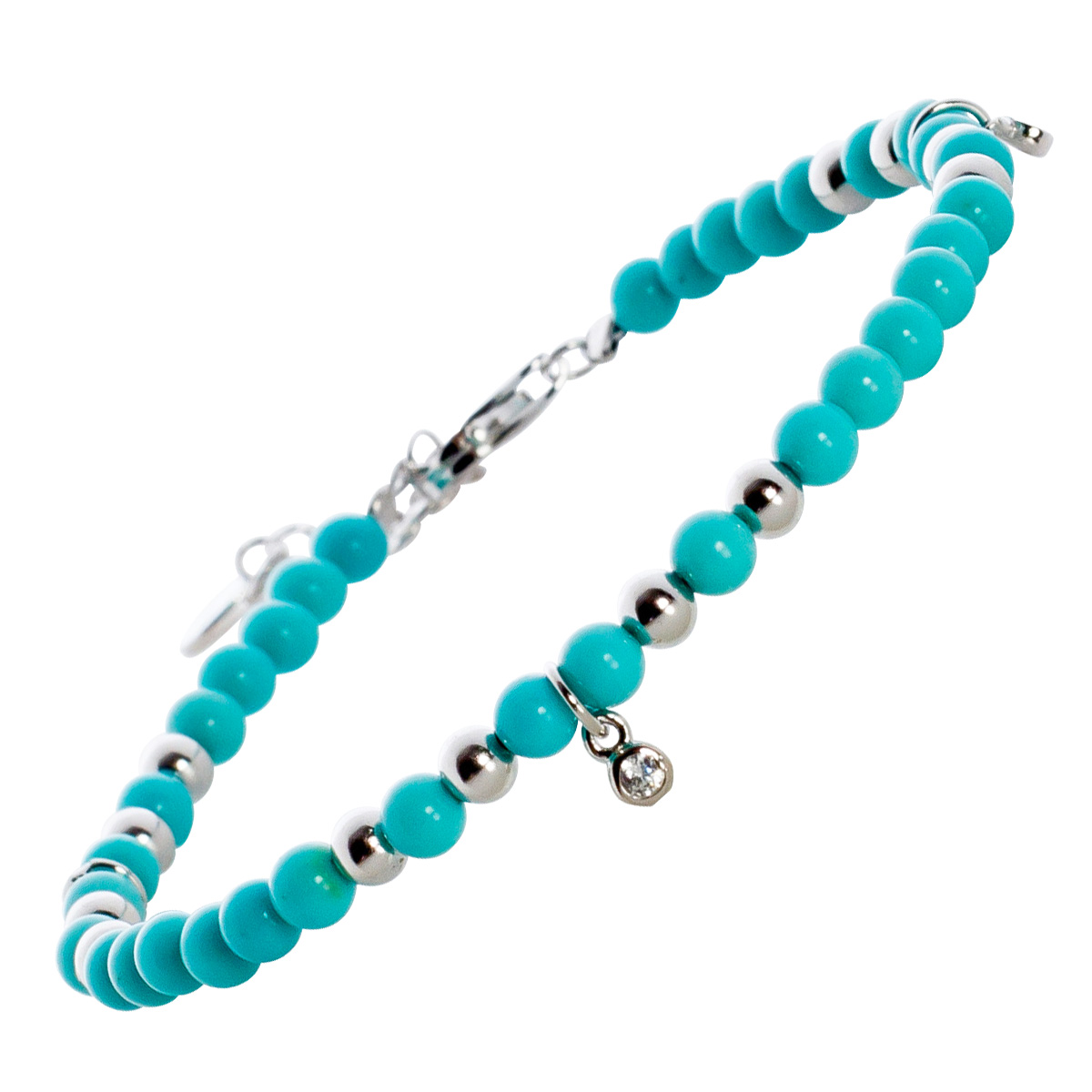 Türkis Armband Silber 925 weiße Zirkonia türkise Edelsteine 16