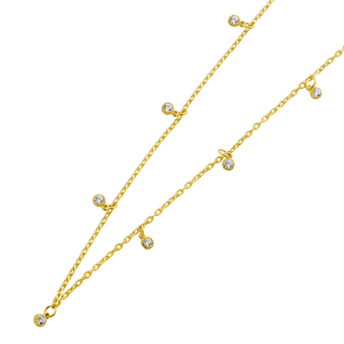 Boho Kette Gelbgold 333 8K weiße Zirkonia 45