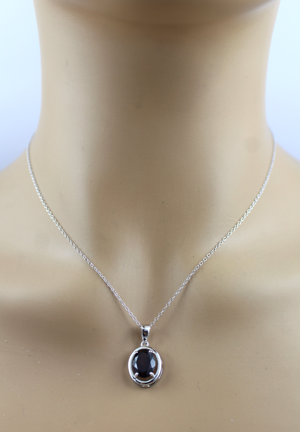 Garnet Collier Anchor Chain Silver 925 Red Natural Gemstone 42