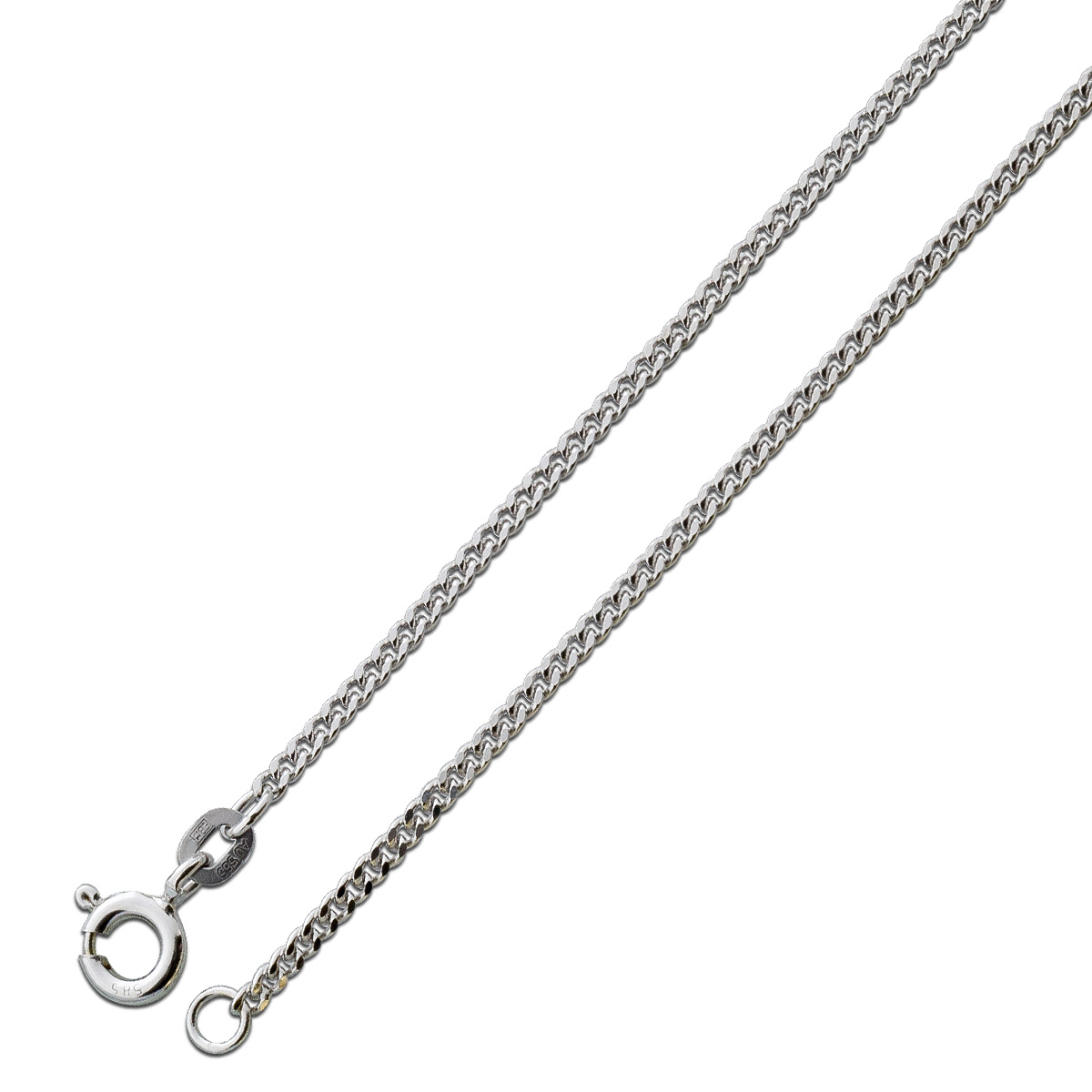 Curb Chain 1.7mm White Gold 585 14 Karat solid polished 50