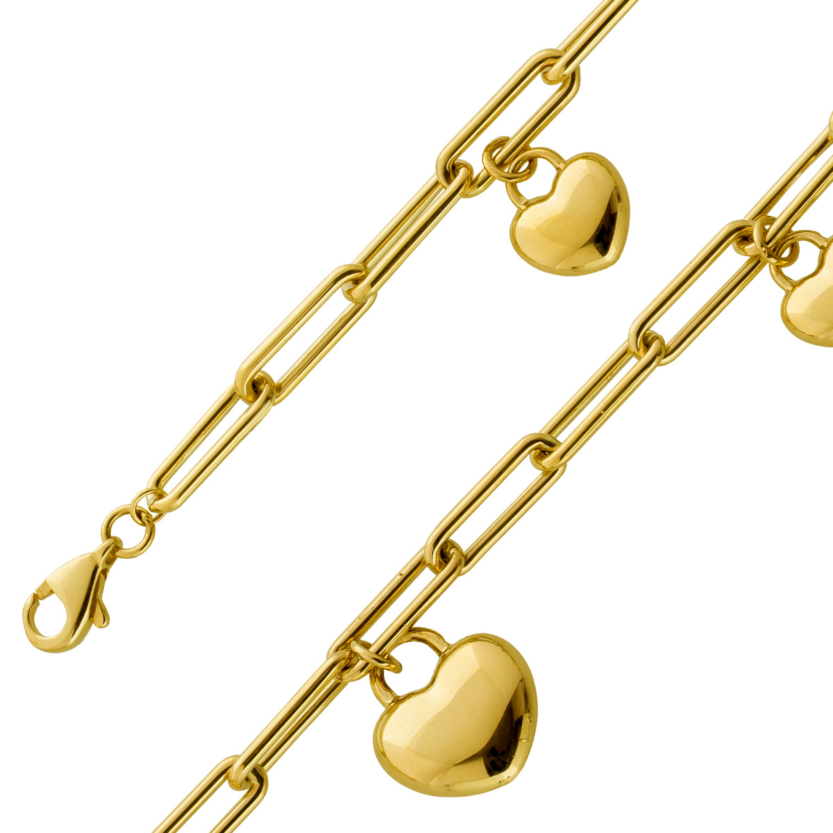 Paperclip Herz Armband Gelbgold 585 14 Karat 19