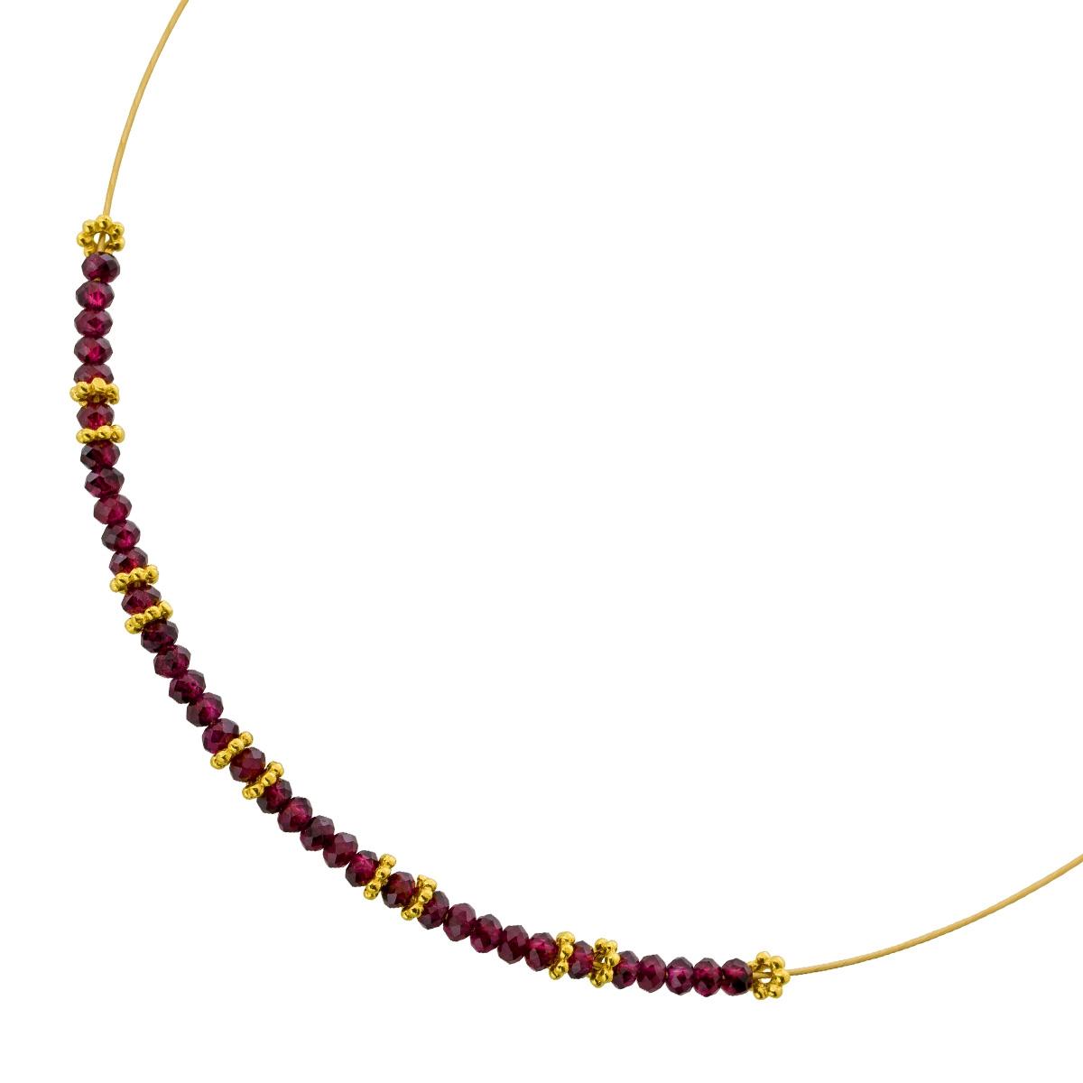 Garnet Neck Ring Yellow Gold Plated Wine Red Natural Gemstones 45
