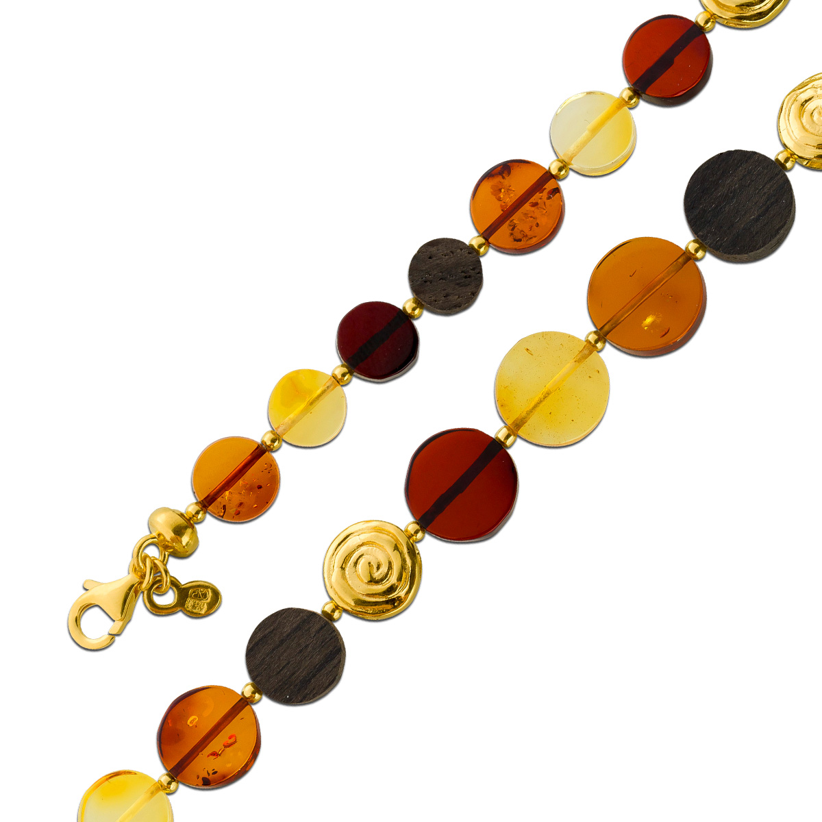 Amber Necklace Yellow Brown Amber Black Oak Wood 50