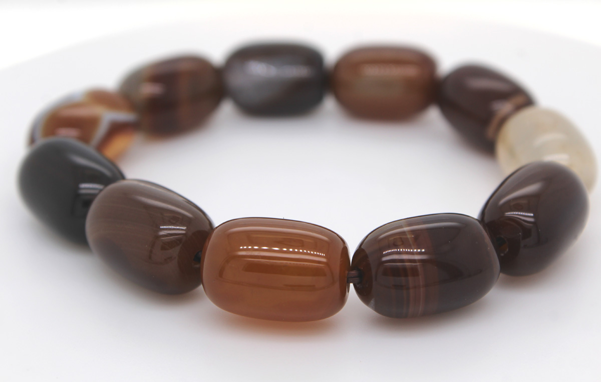 Agate Bracelet Transparent Beige Dark Brown Gemstones Women's Jewelry 19