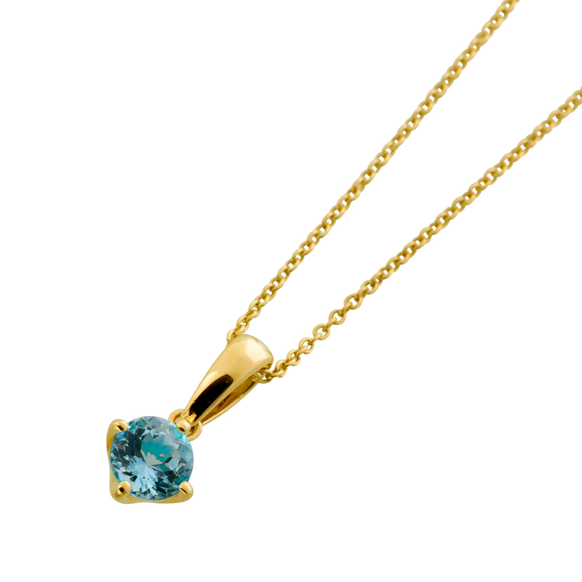 Aquamarin Collier Anhänger Gold 585 14K natürlicher Edelstein 0.5ct 45