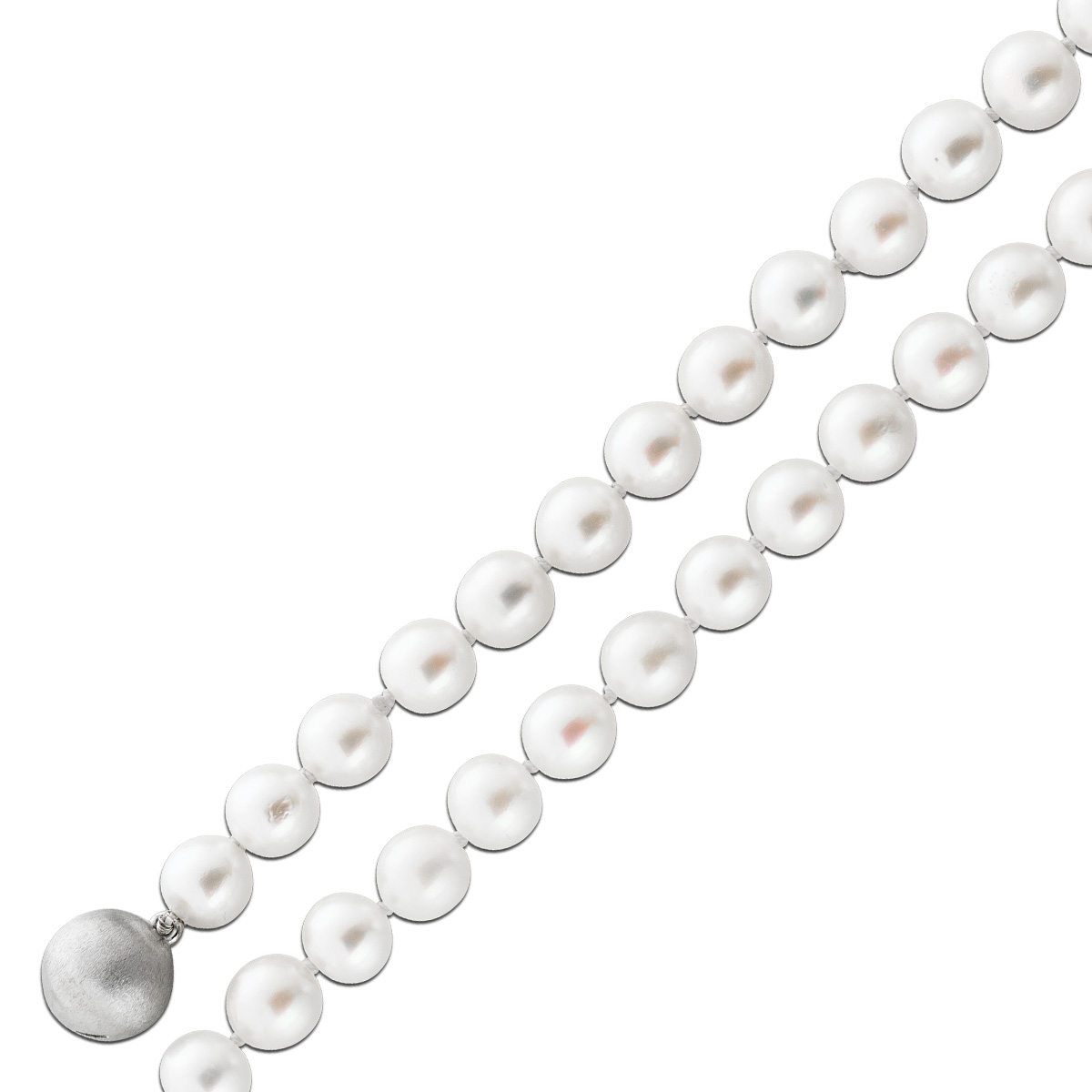 Perlenkette 90cm Weißgold 585 14 Karat japanische Akoyaperlen 6.5mm 90