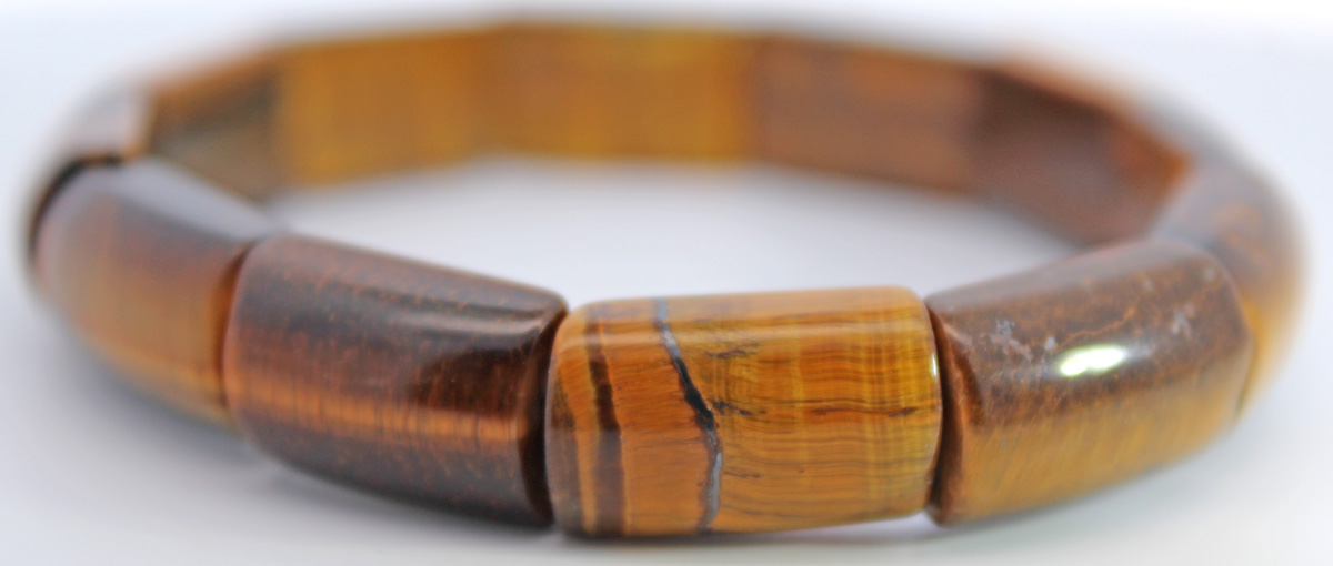 Tiger's Eye Bracelet Brown Golden Natural Gemstones Flexible 18