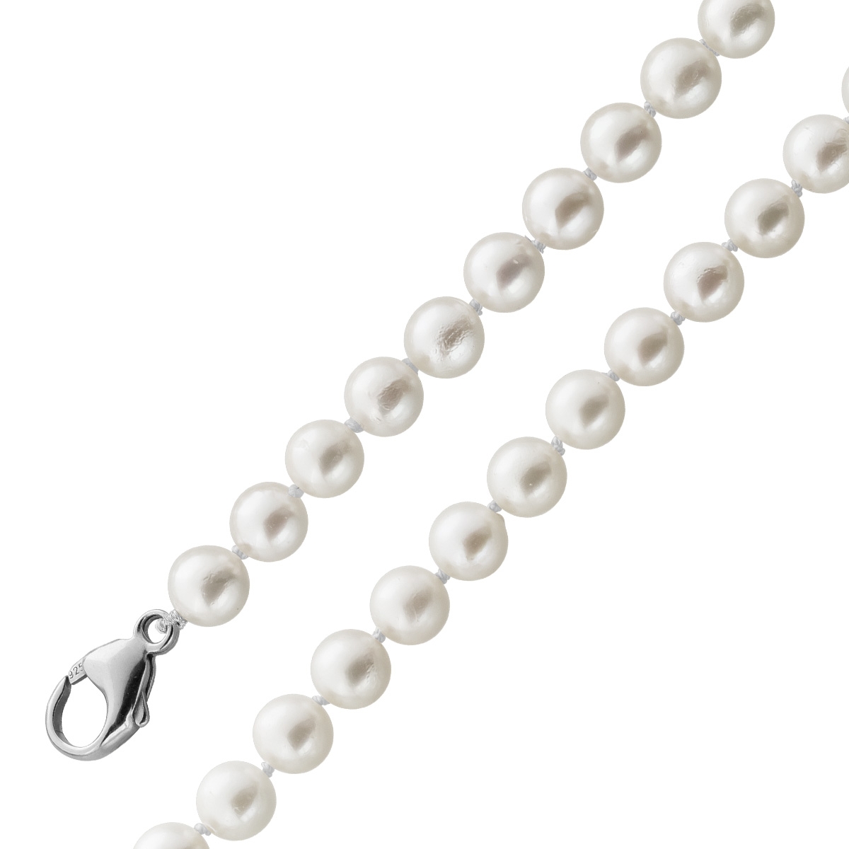 Perlenkette 92cm Akoyaperlen 7.5-7mm Silber 925 92