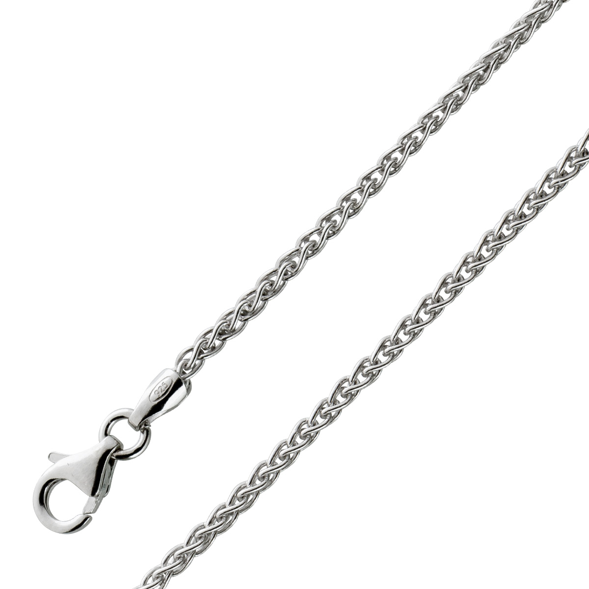 Zopfkette 2,0mm Spiga Silber 925 rhodiniert 45 Zopfkette 2,0mm Spiga Silber 925 rhodiniert 45