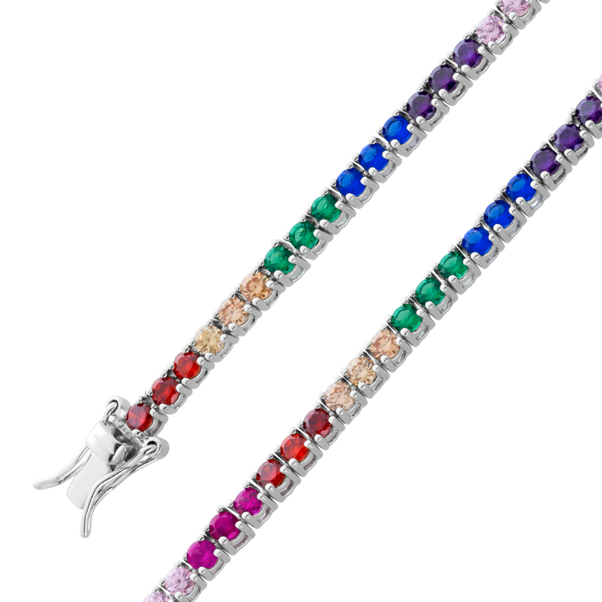 Tennis Armband Silber 925 multicolour Zirkonia Steine 18